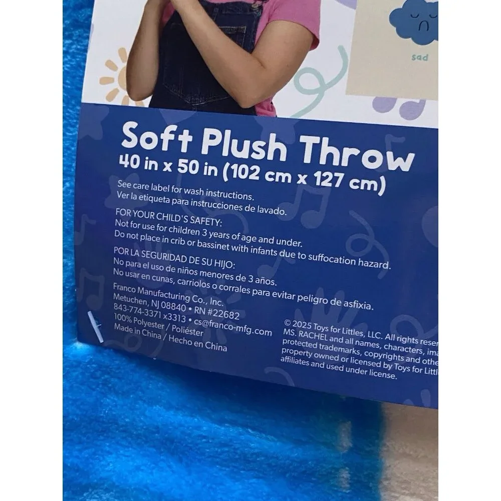 Ms. Rachel Soft Toddler Preschool Throw Blanket 40”‎ X 50” Today I Feel NEW